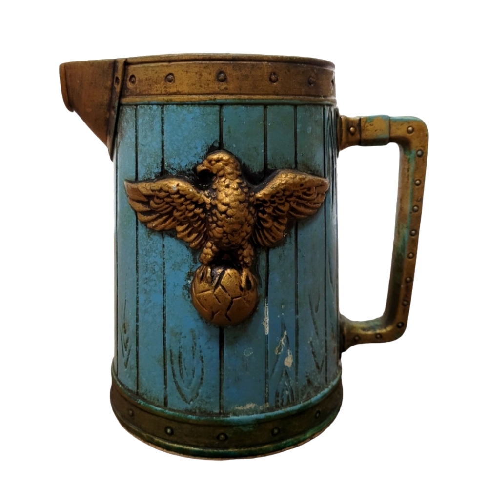 Vintage  INARCO Green Ceramic Pitcher w/ American Eagle Seal  E-2745